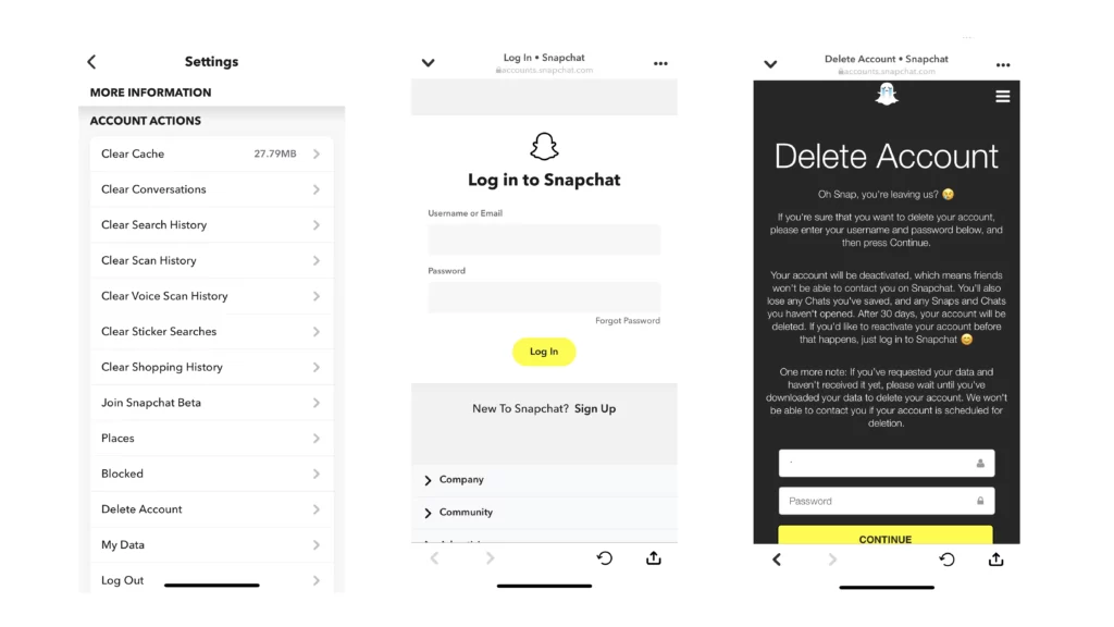 how to delete snapchat account in 2025