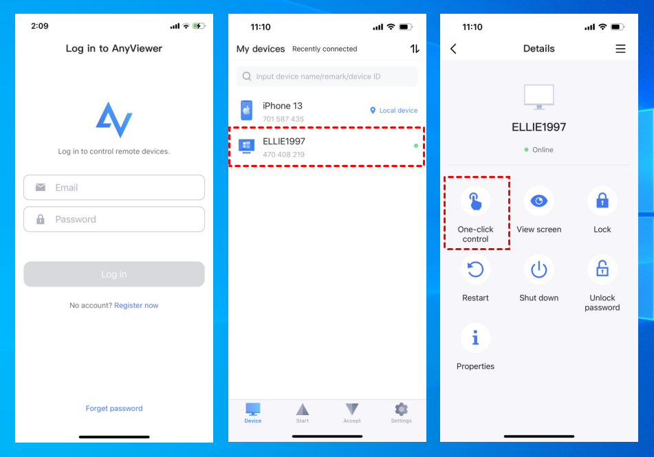 remote desktop from android access